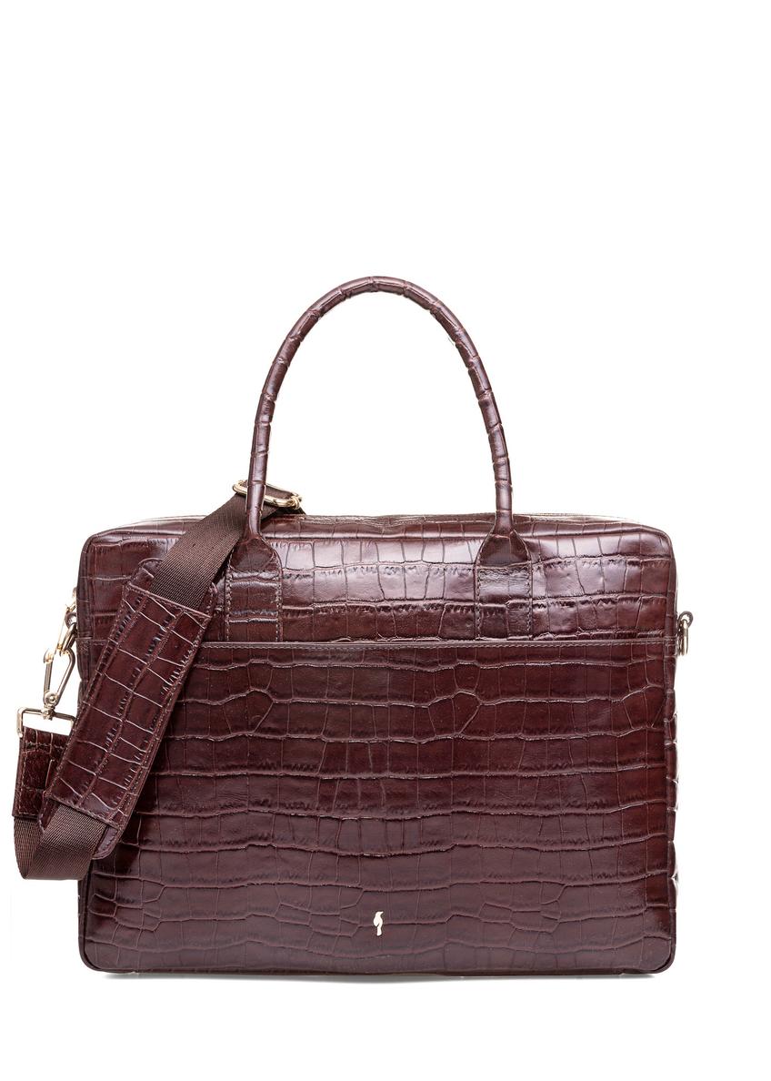 Skórzana elegancka torba damska croco TORES-1128E-89(Z25), widok produktu z przodu na białym tle.