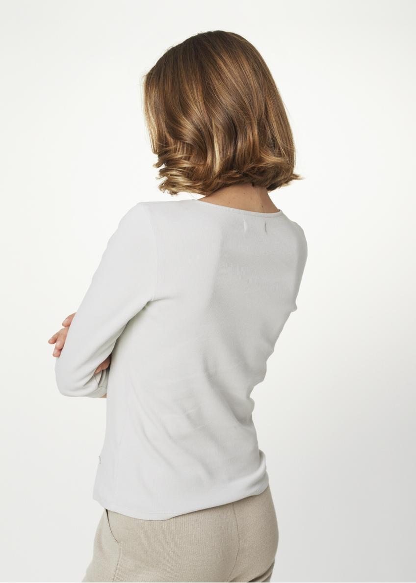 Biała bluzka V dekolt damska LSLDT-0021-91(Z21)