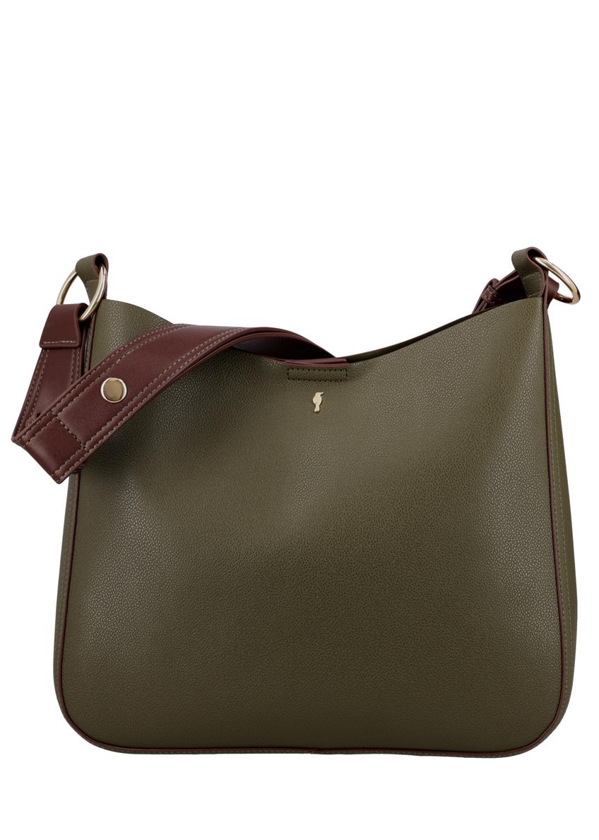 Zielona torebka damska hobo TOREC-1257-8B(Z26). Widok produktu od przodu na białym tle. 