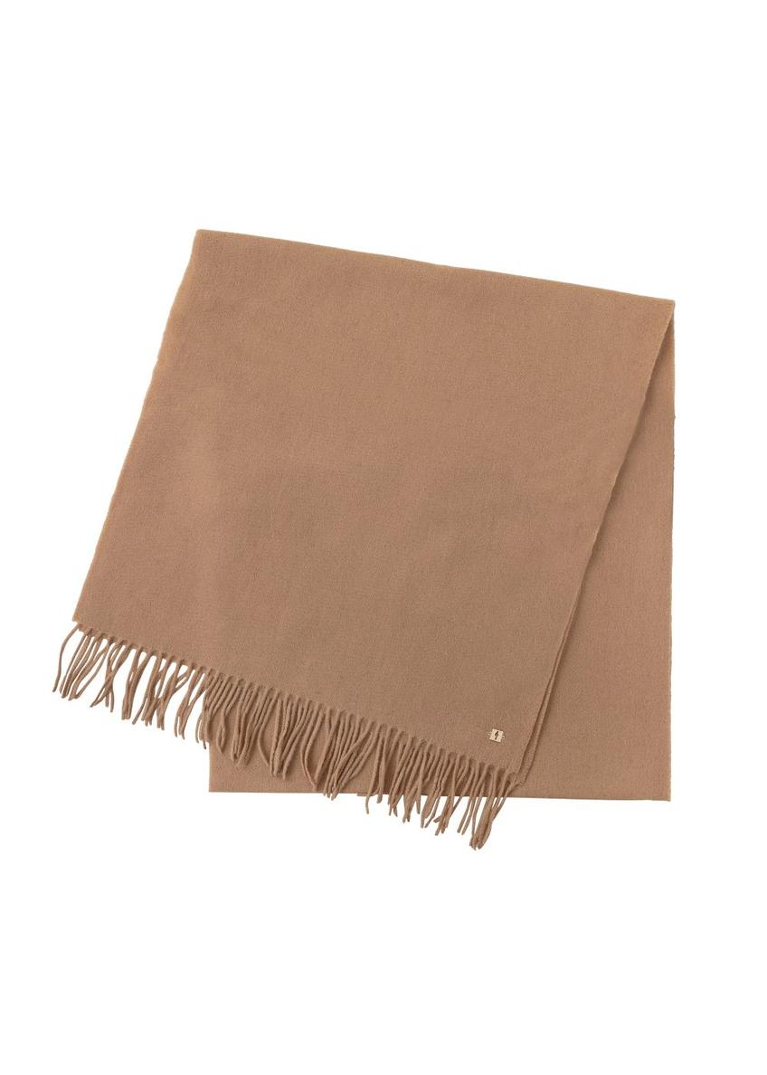 Wełniany camelowy szalik damski SZADT-0092-1D(Z26)