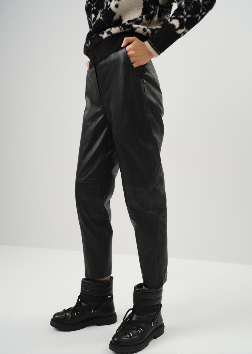 Czarne skórzane spodnie damskie SPODS-0034-5344(Z23)