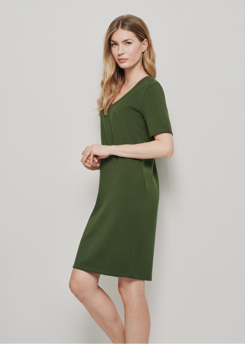 Krótka bawełniana zielona sukienka SUKDT-0185-55(W24)
