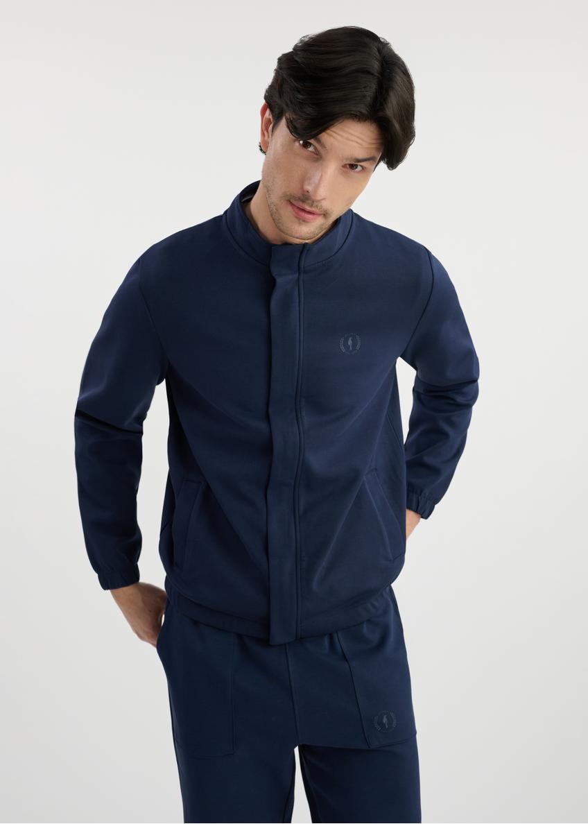 Granatowa bluza męska na suwak BLZMT-0072-69(W25)