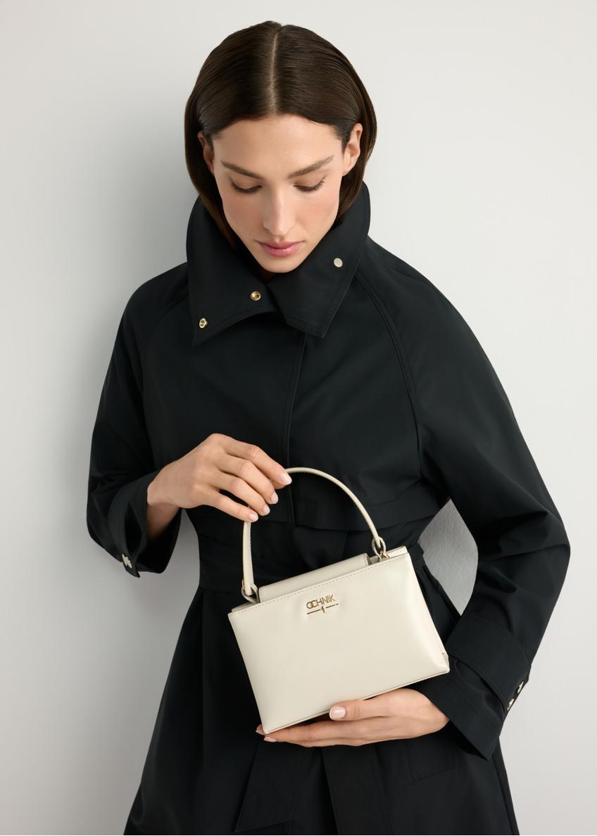 Skórzana kremowa torebka kuferek TORES-1270-0B(W26)