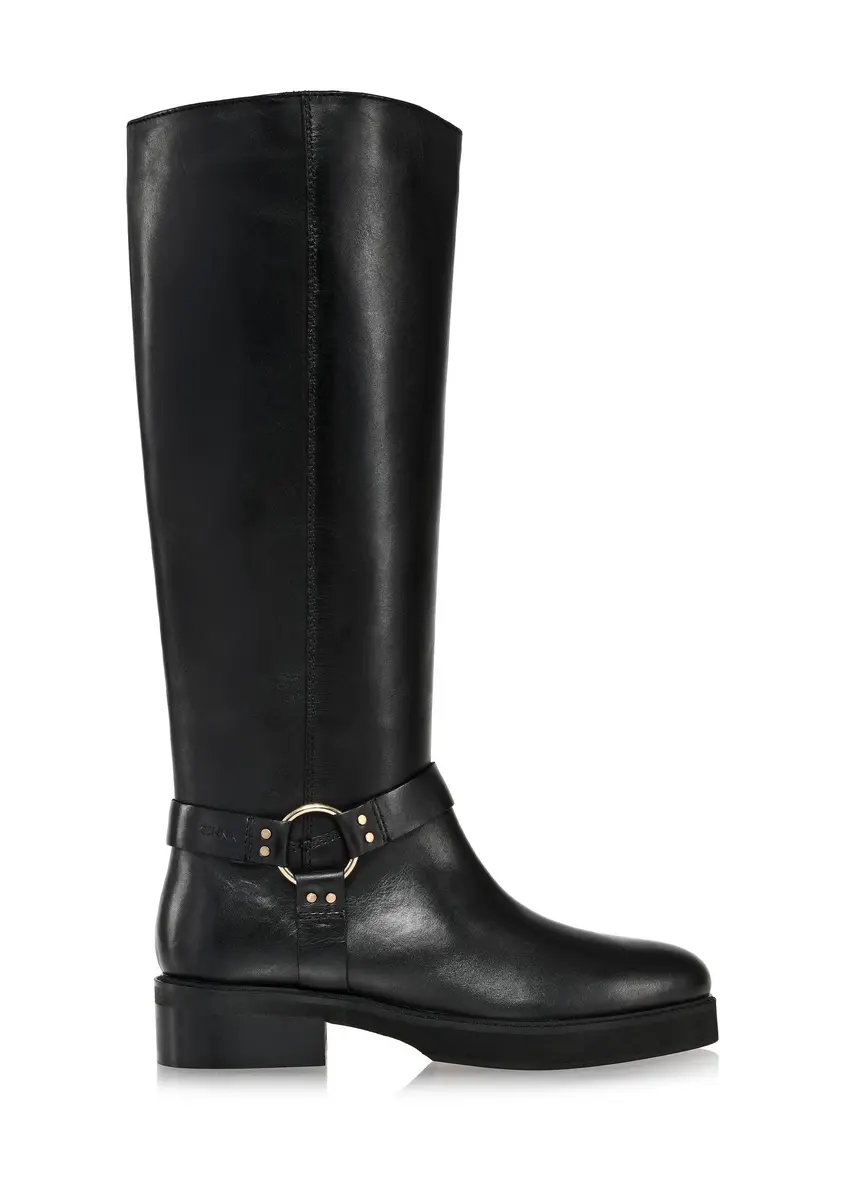 Black leather women's boots BUTYD-1112-99(Z24)