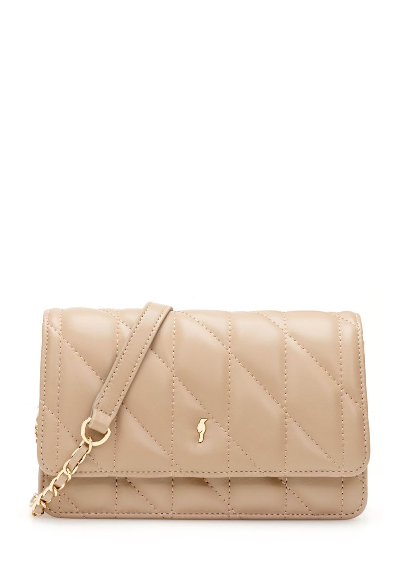 Mała pikowana torebka damska w kolorze beżowym TOREC-1150-1D(W26)