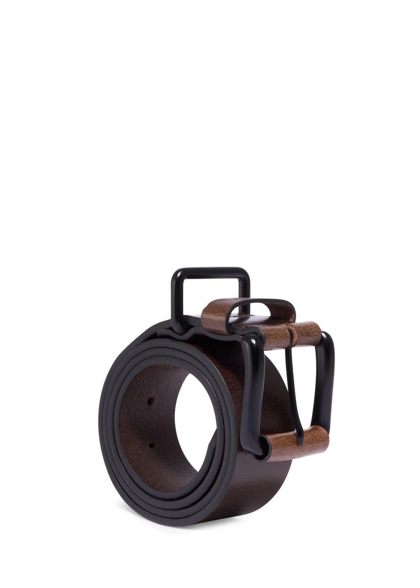 Ciemnobrązowy skórzany pasek męski PASMS-0241-1I(Z26)