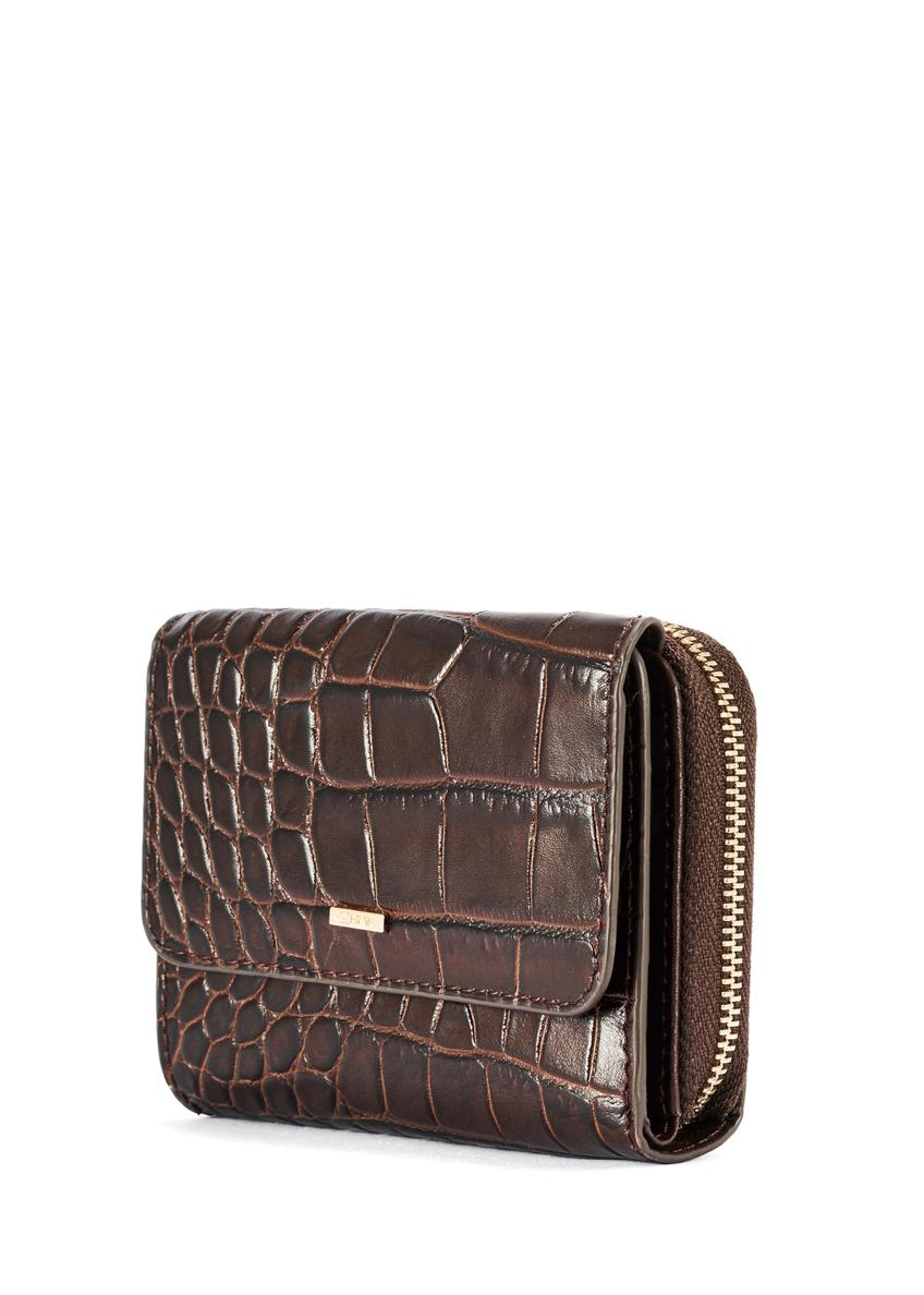 Brązowy portfel damski croco PORES-0953-89(W25)