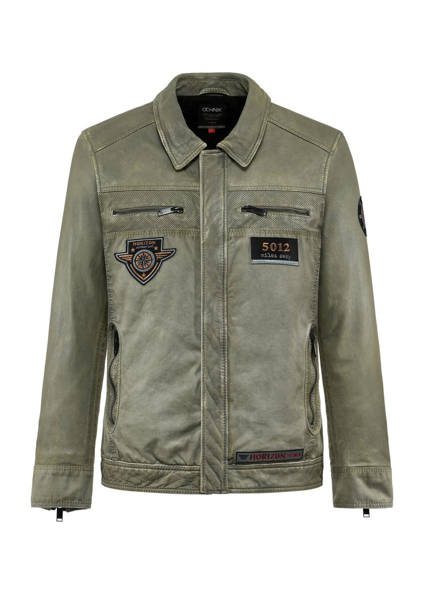 Kurtka męska przejściowa w kolorze khaki KURMS-0368-2844(W25)-05