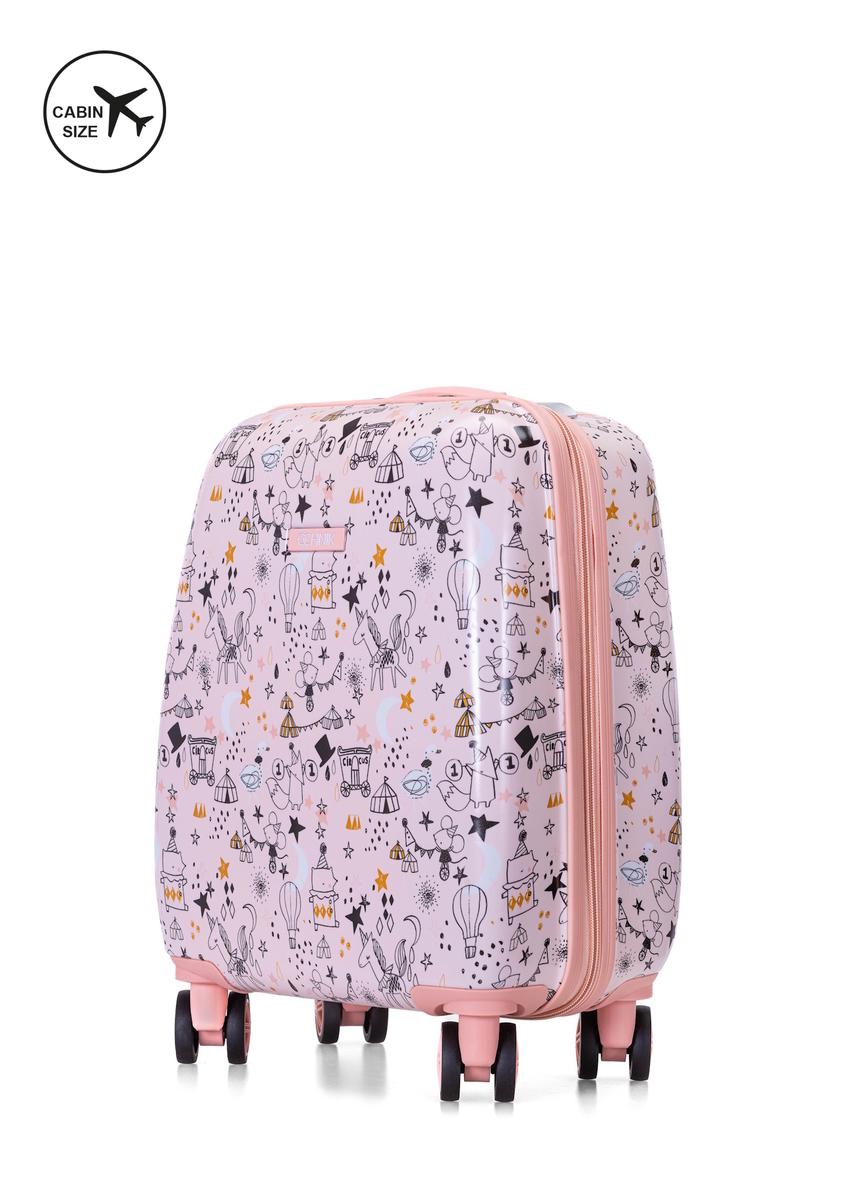 Mała różowa walizka na kółkach WALAB-0079-34-19(W25)
