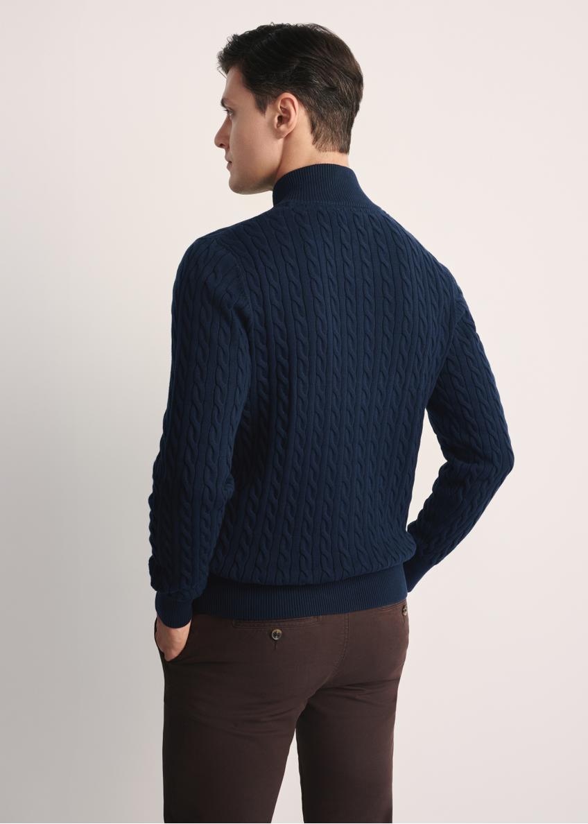 Granatowy sweter męski na suwak SWEMT-0169-68(Z25)