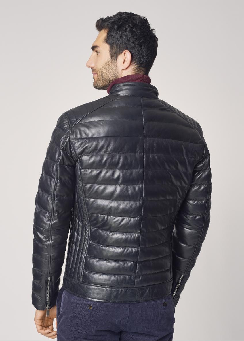 Men's quilted leather down jacket KURMS-0249-5480(Z24)