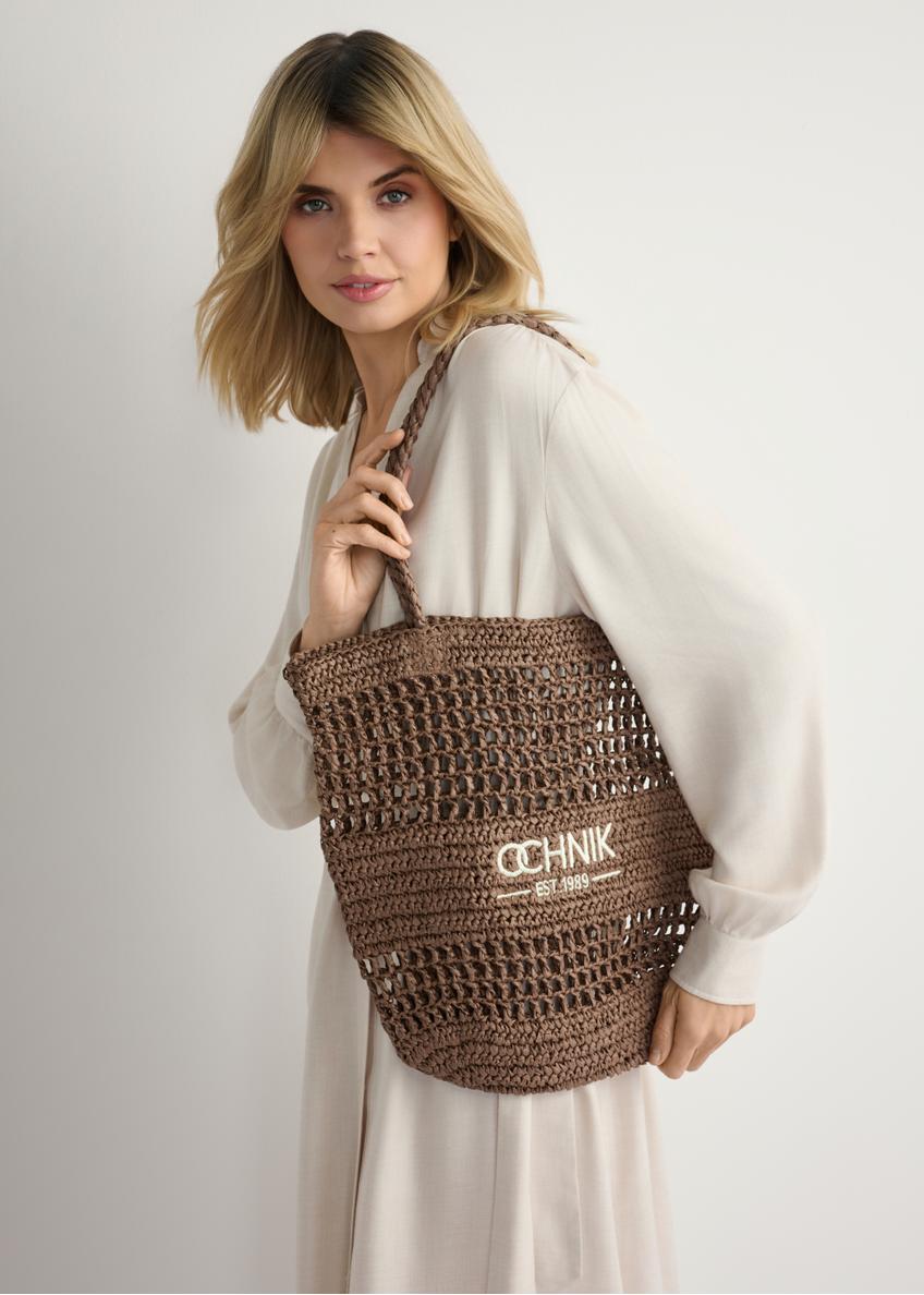 Słomkowa brązowa torebka shopper damska TOREC-0924-1H(W26)