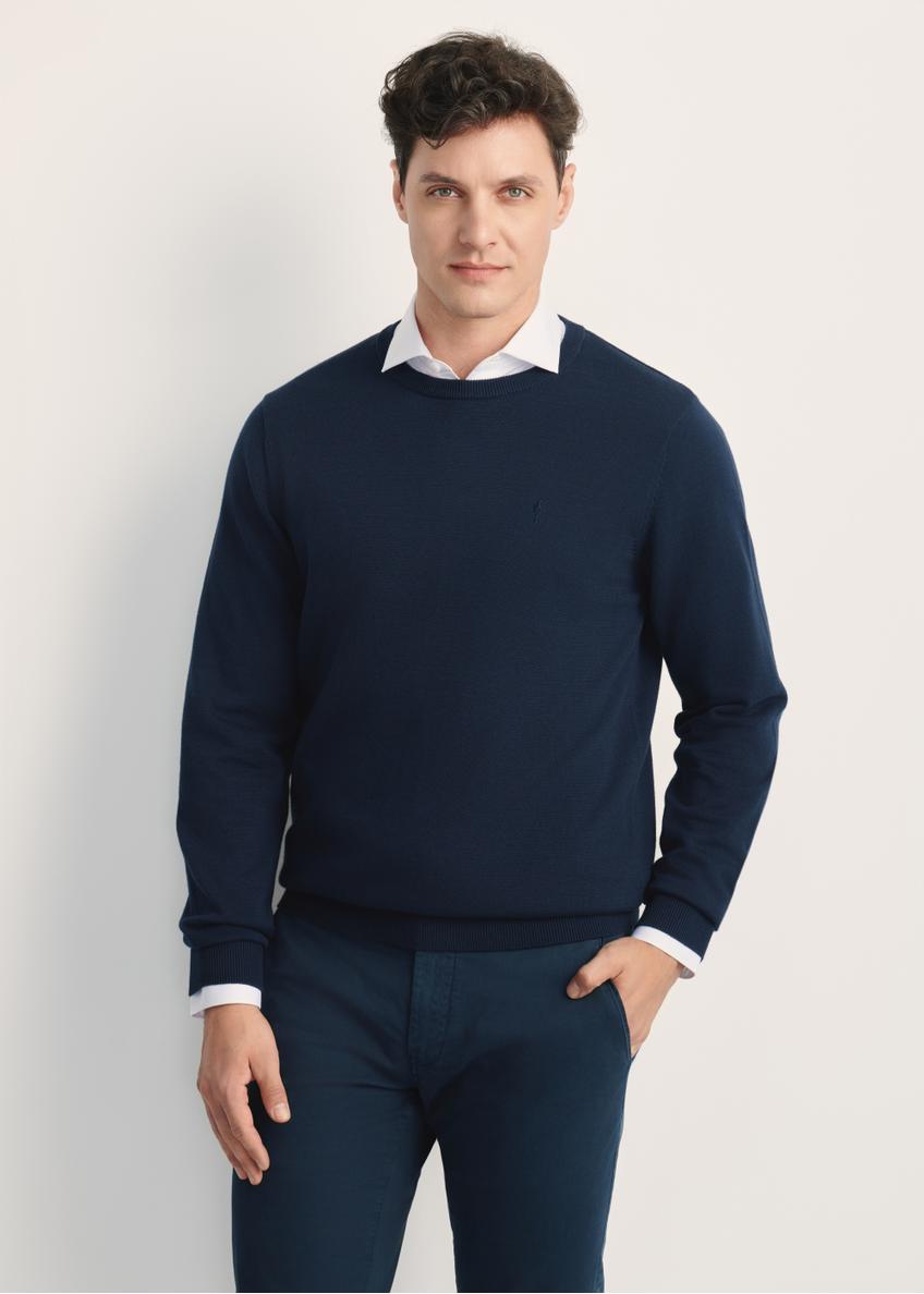Granatowy sweter męski basic SWEMT-0114A-69(Z24)