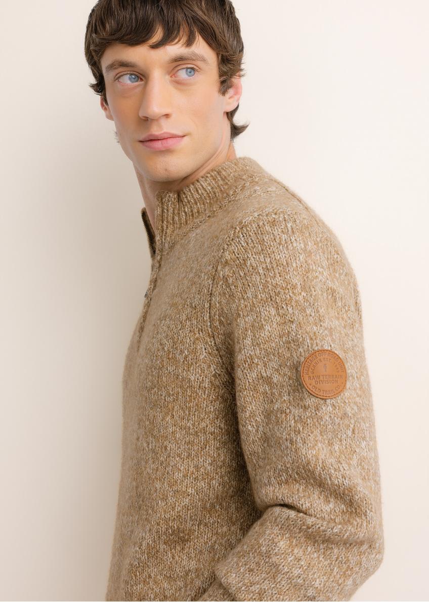 Camelowy sweter męski z wełną SWEMT-0218-1D(Z26)