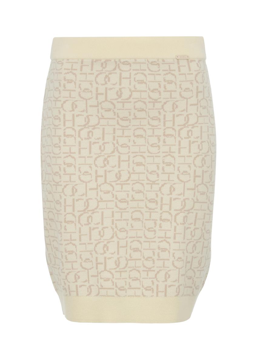 Beżowa spódnica w monogram SPCDT-0074-80(W23)-04