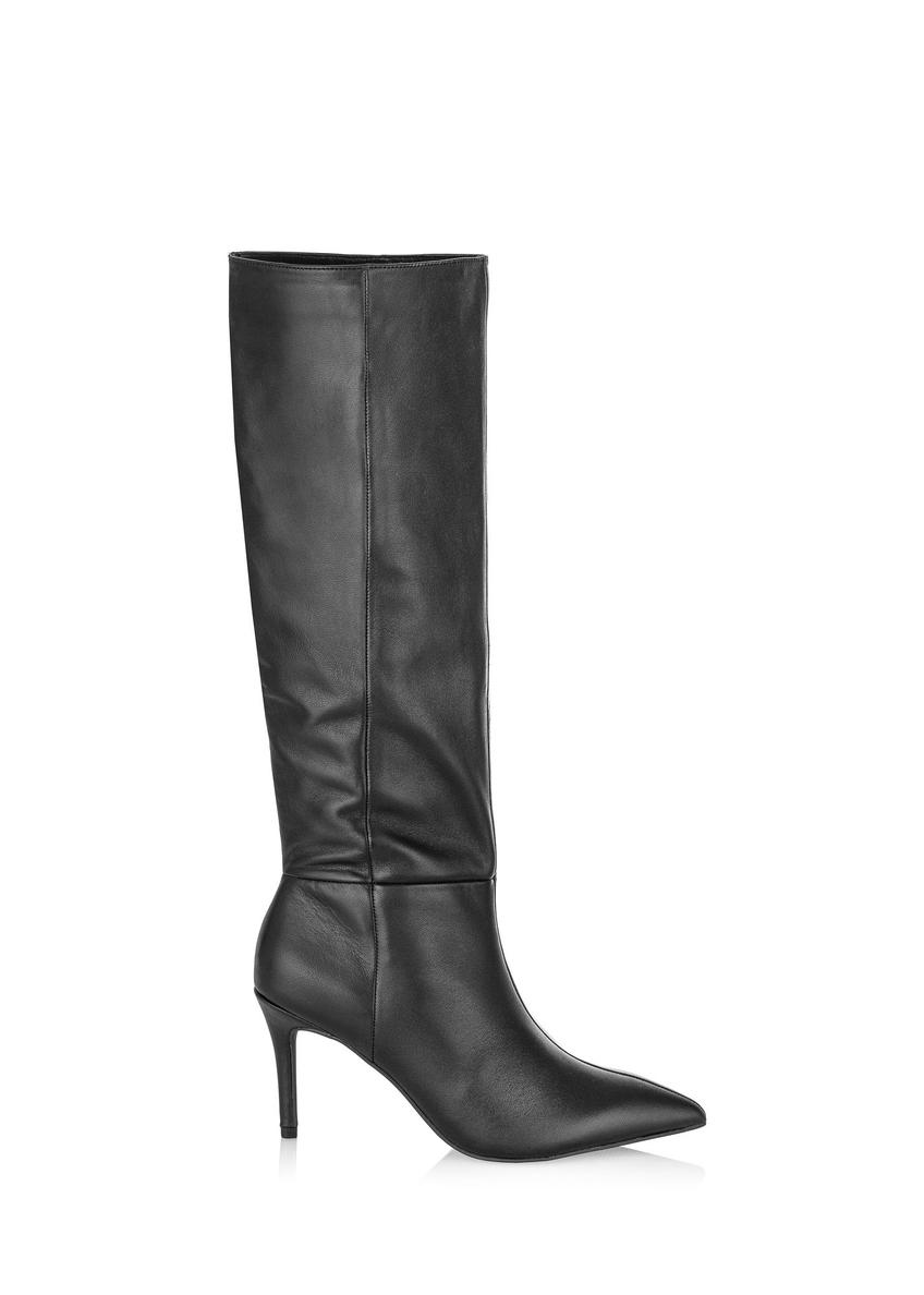 Black leather women's high heel boots BUTYD-1124-99(Z24)