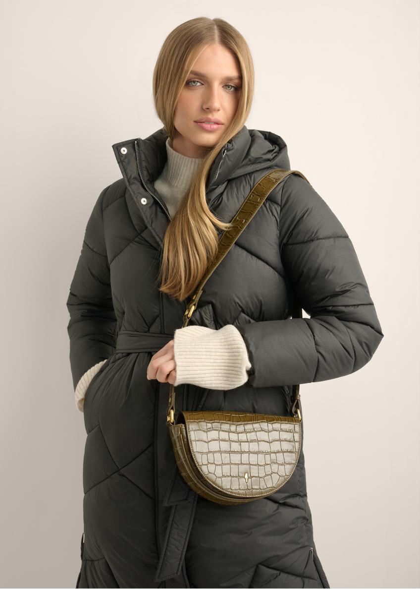 Półokrągła torebka damska croco khaki TORES-1328-8D(Z26)