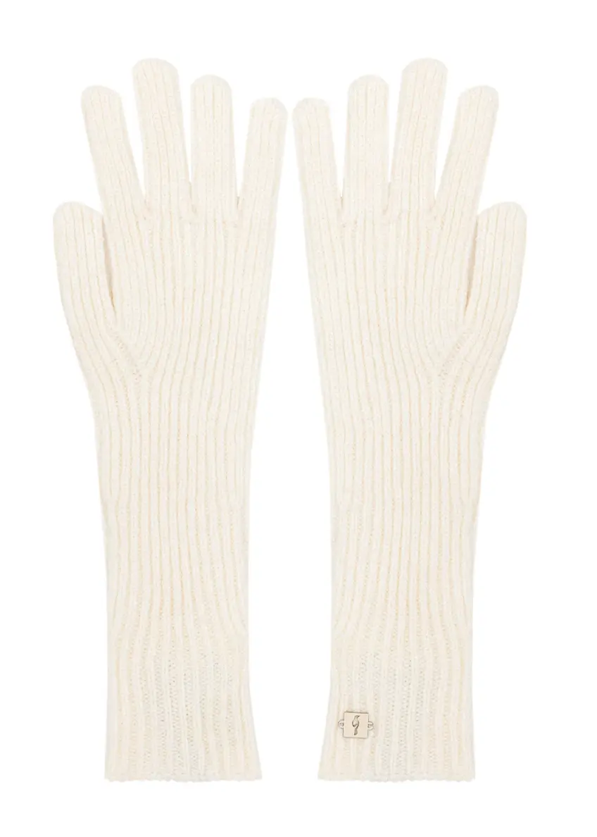 Long cream women's gloves REKDT-0030-80(Z24)