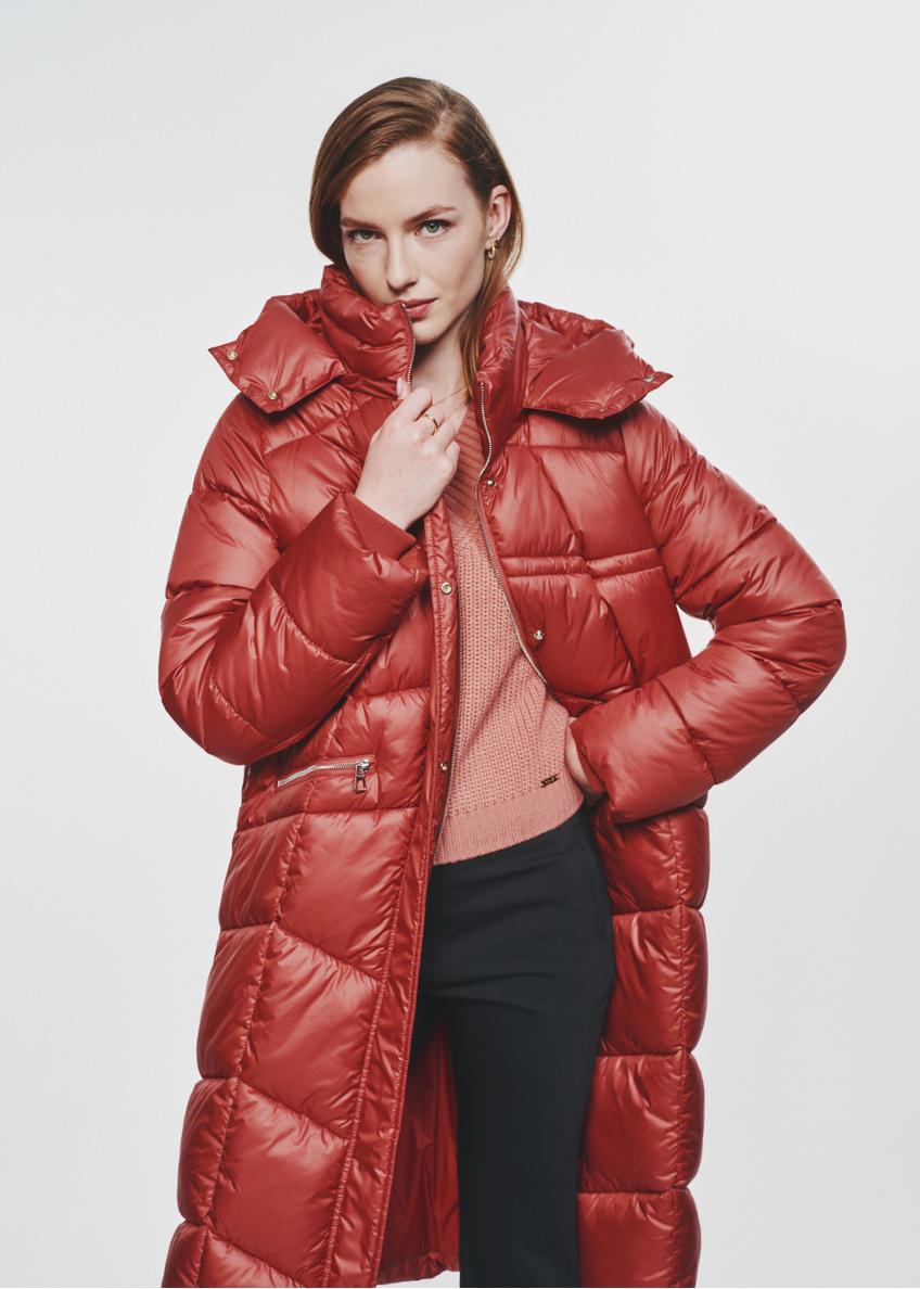 Red long women's winter jacket  KURDT-0530-85(Z24)