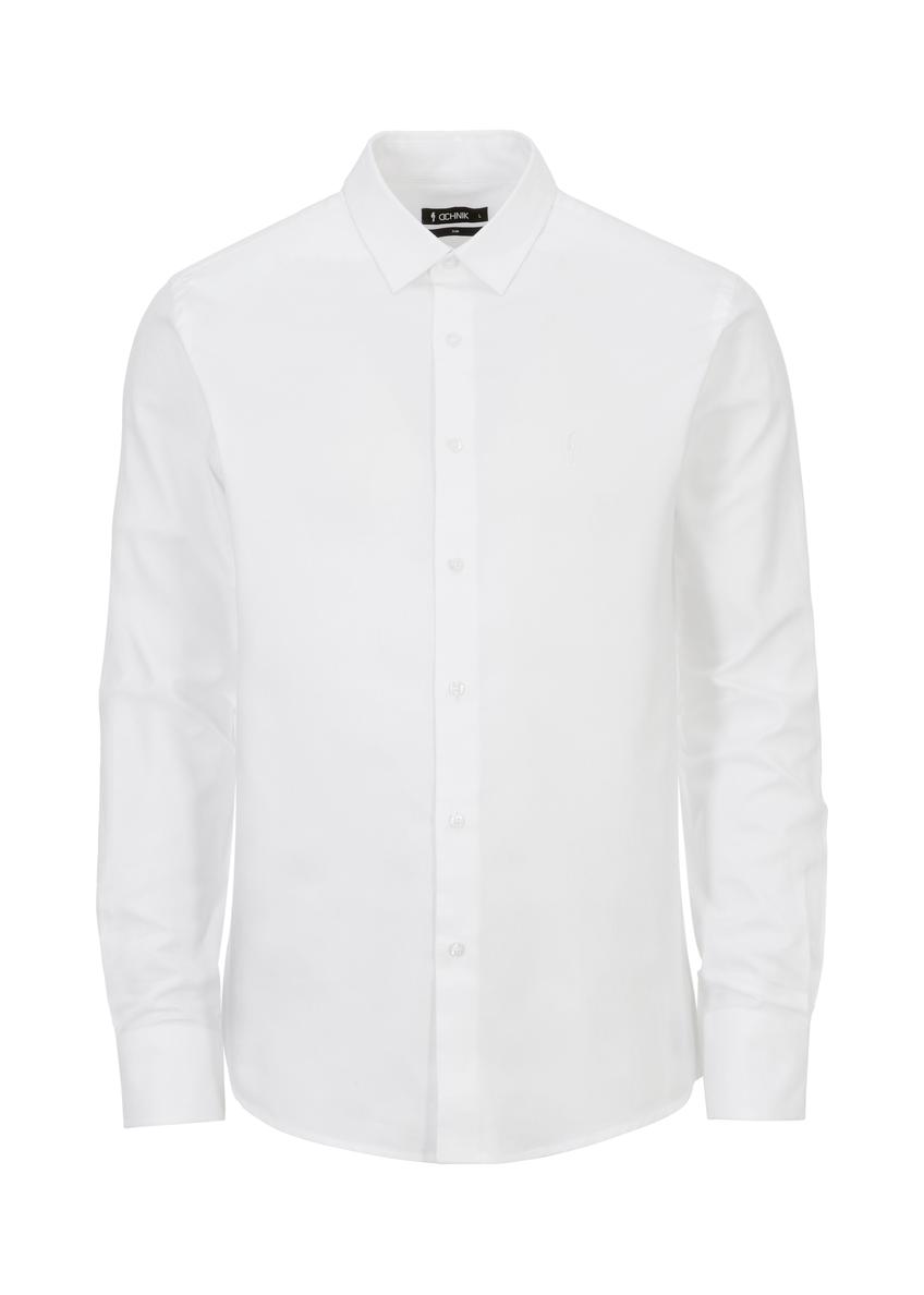 Biała koszula męska slim KOSMT-0302-11(W24)
