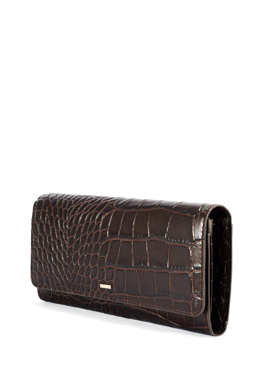 Brązowy portfel damski croco PORES-0954-89(W25)