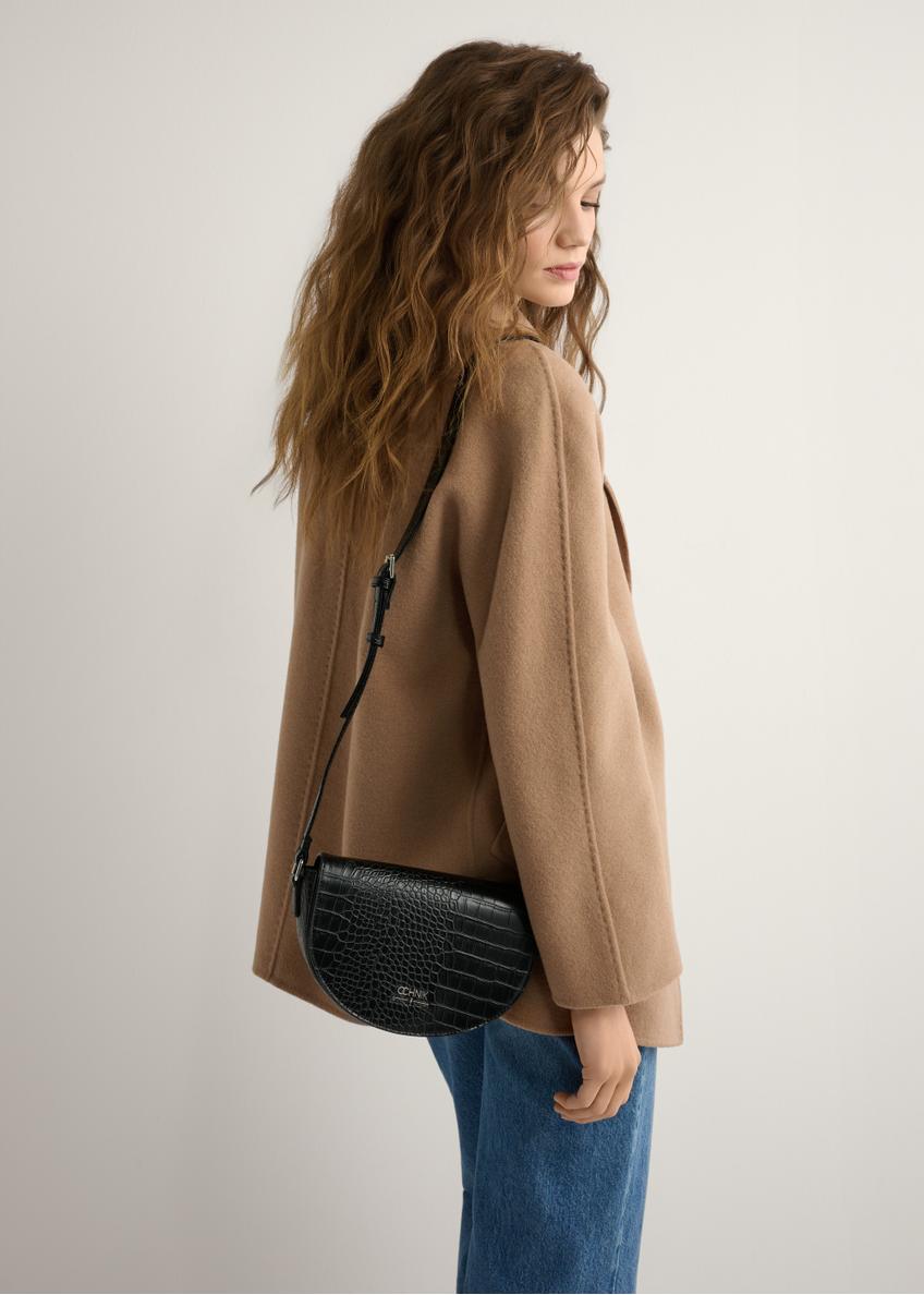 Czarna półokrągła listonoszka damska croco TOREC-1184-9G(W26)