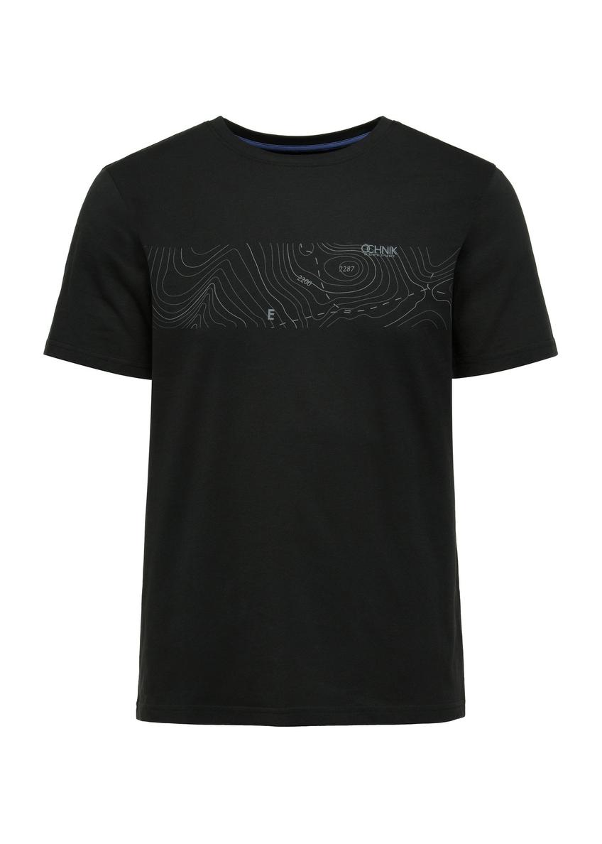Czarny t-shirt męski z nadrukiem TSHMT-0126-99(W25)-01