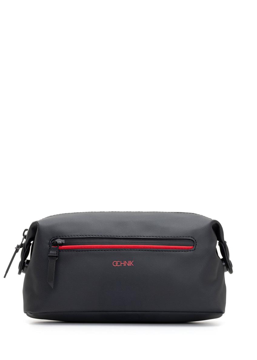 Czarna kosmetyczka męska TORMN-0397-9J(W26), widok produktu z przodu na białym tle.