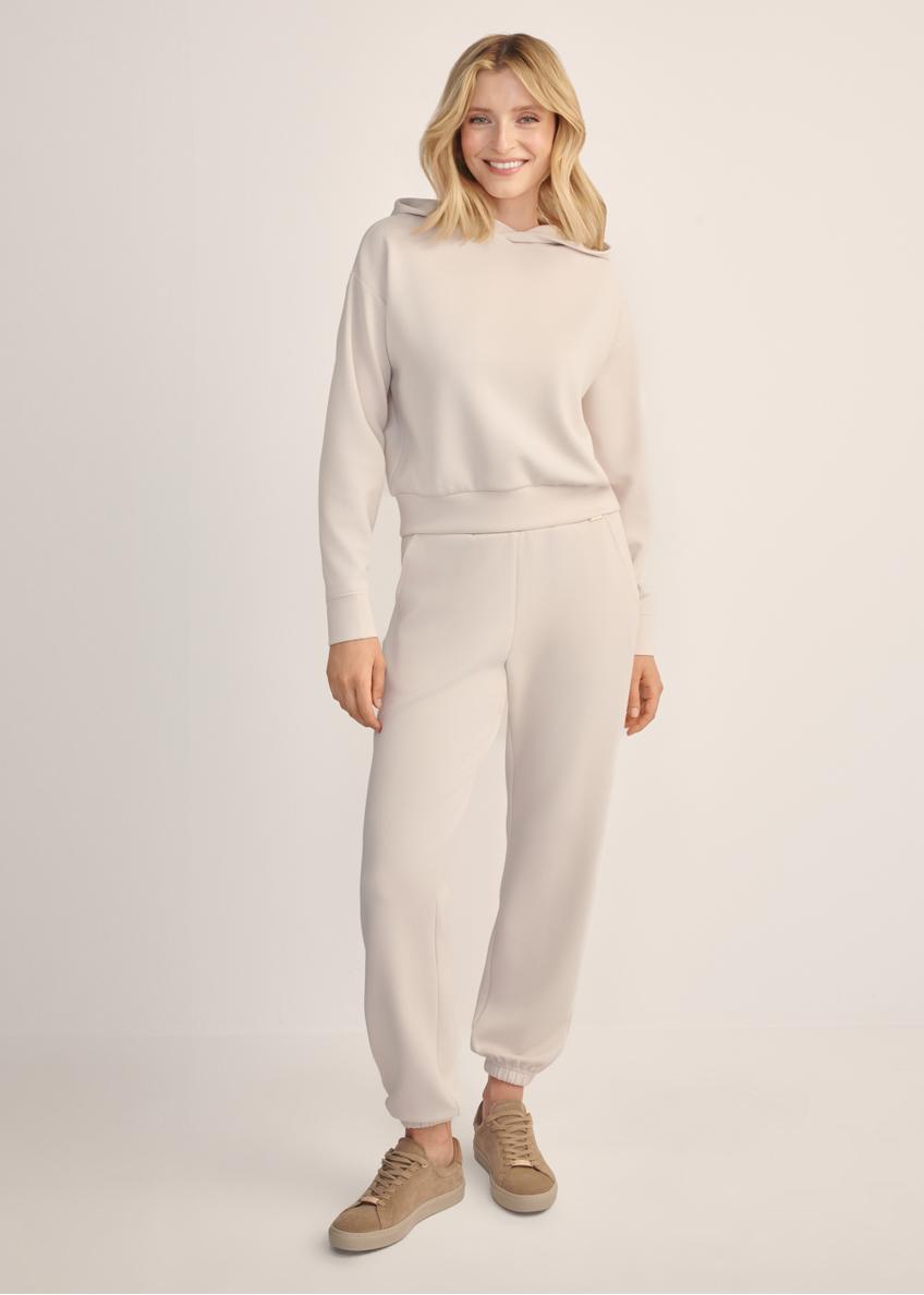 Jasnobeżowa bluza damska z kapturem BLZDT-0118-80(Z25)