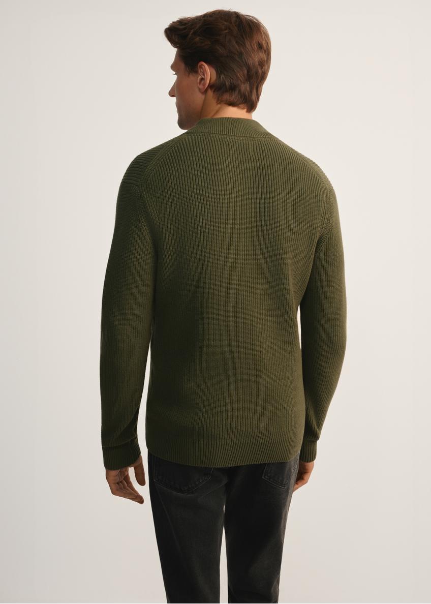 Sweter męski khaki z suwakiem SWEMT-0176-55(Z25)