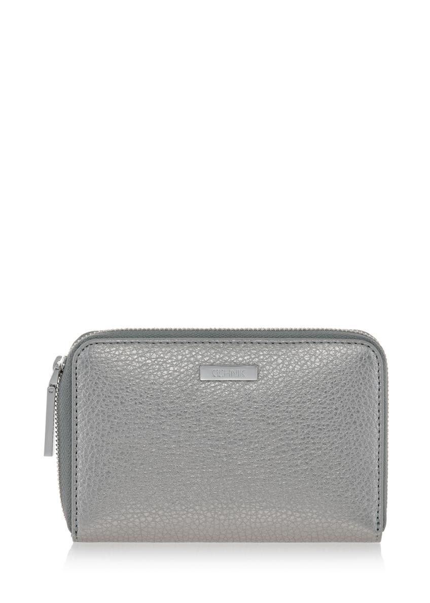 Srebrny skórzany portfel damski PORES-0836-92(W23)