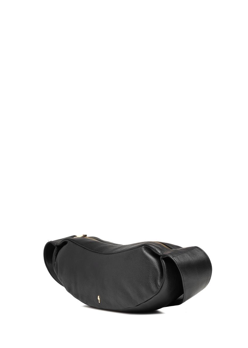 Czarna skórzana torebka w stylu bagietki TORES-1238-99(W26)