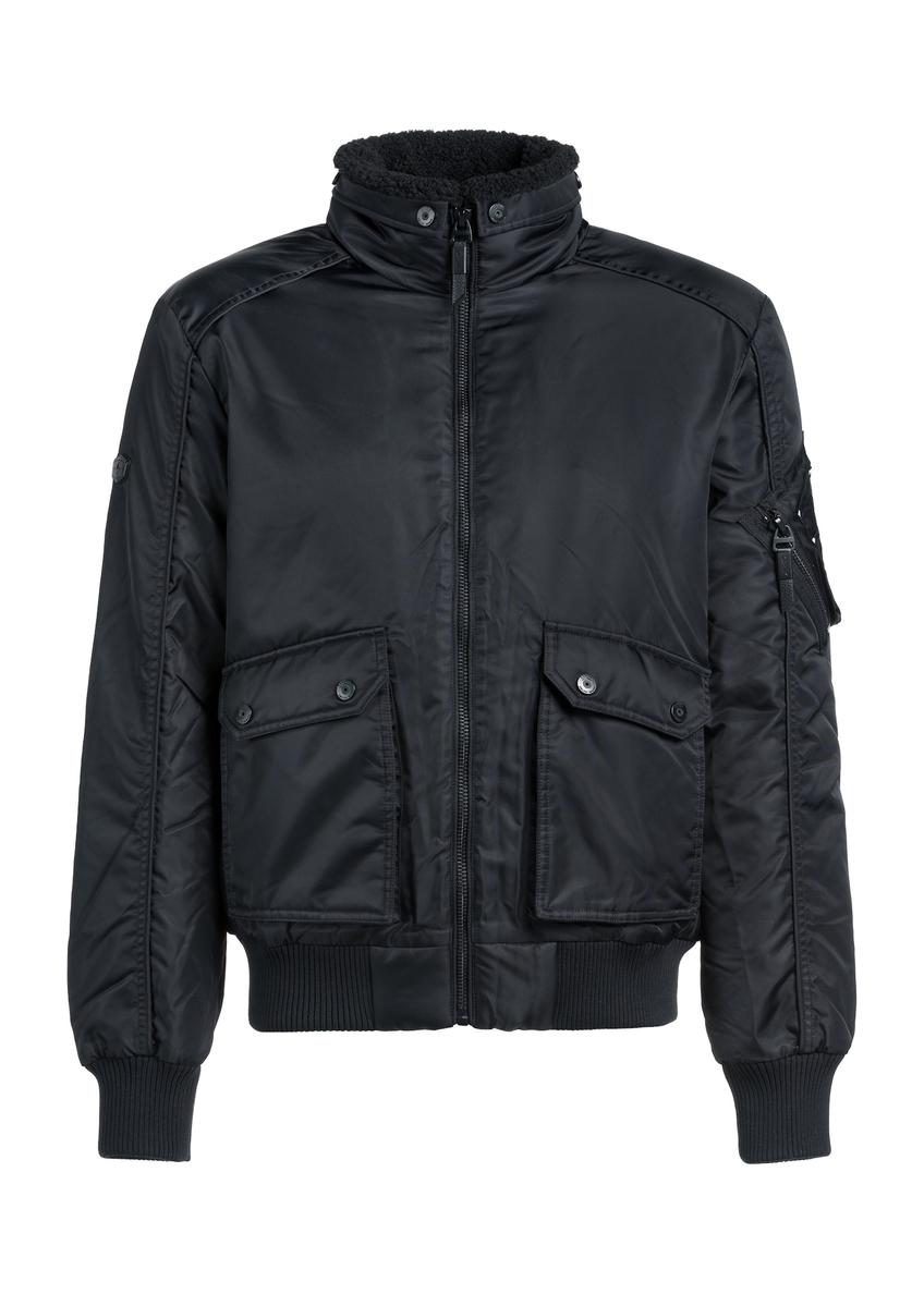 Czarna kurtka męska z kołnierzem KURMT-0399-99(Z25)