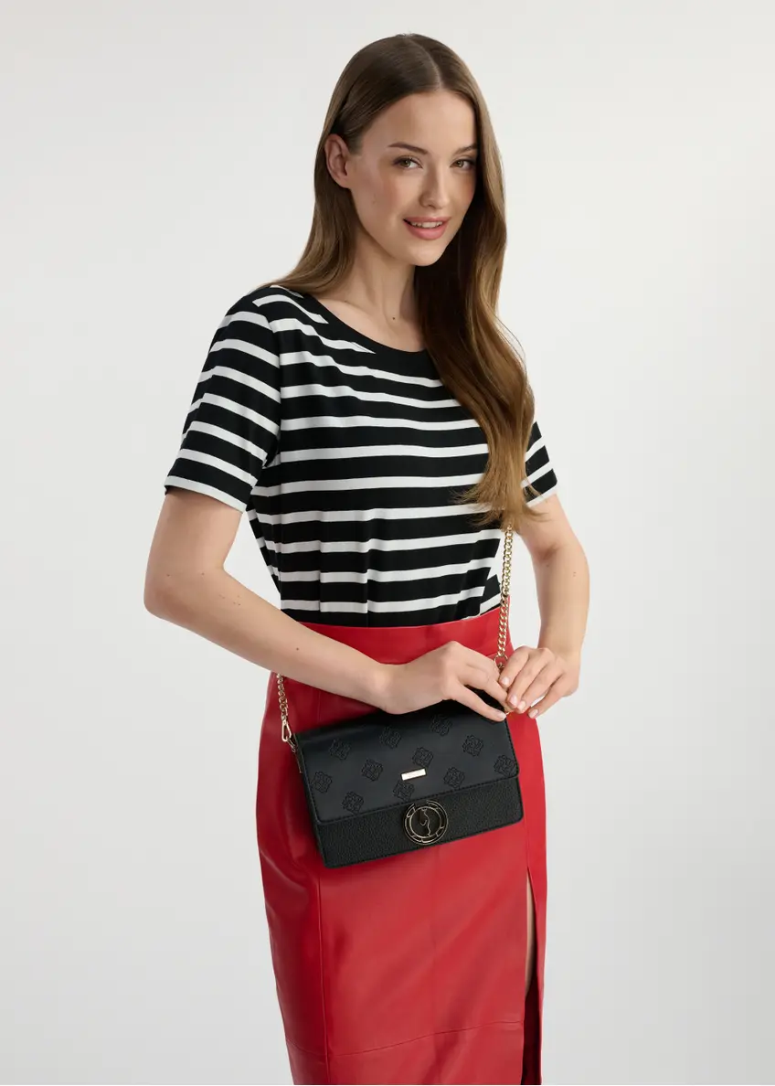 Czarna torebka damska z monogramem TOREC-0536B-99(W25)