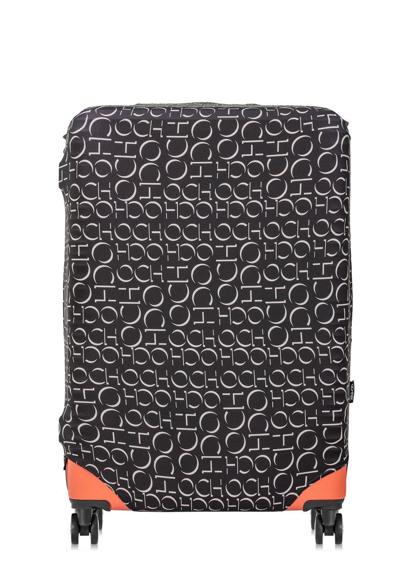 Pokrowiec na dużą walizkę z monogramem AW-013-0001-98-L(W25), widok produktu na walizce na białym tle.