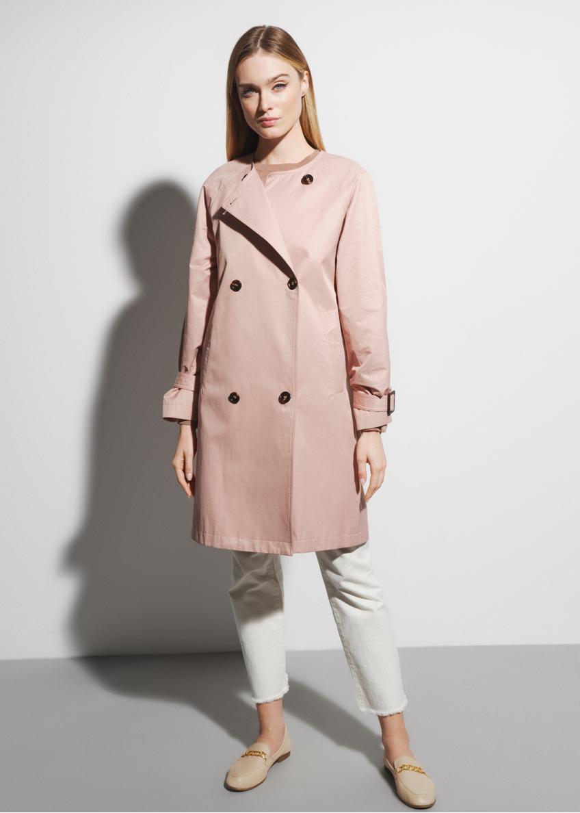 Dwurzędowy różowy płaszcz damski KURDT-0427-34(W23)