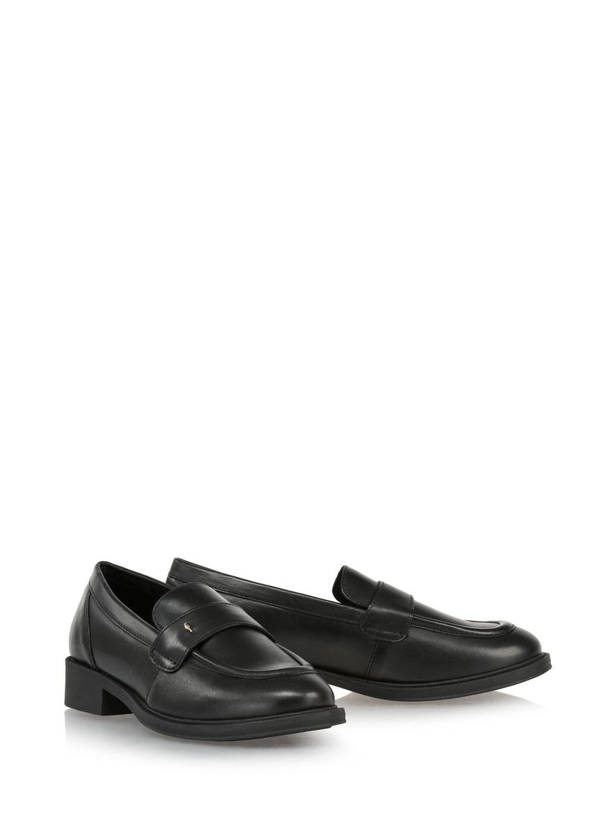 Black leather women's loafers BUTYD-1117-99(Z24)