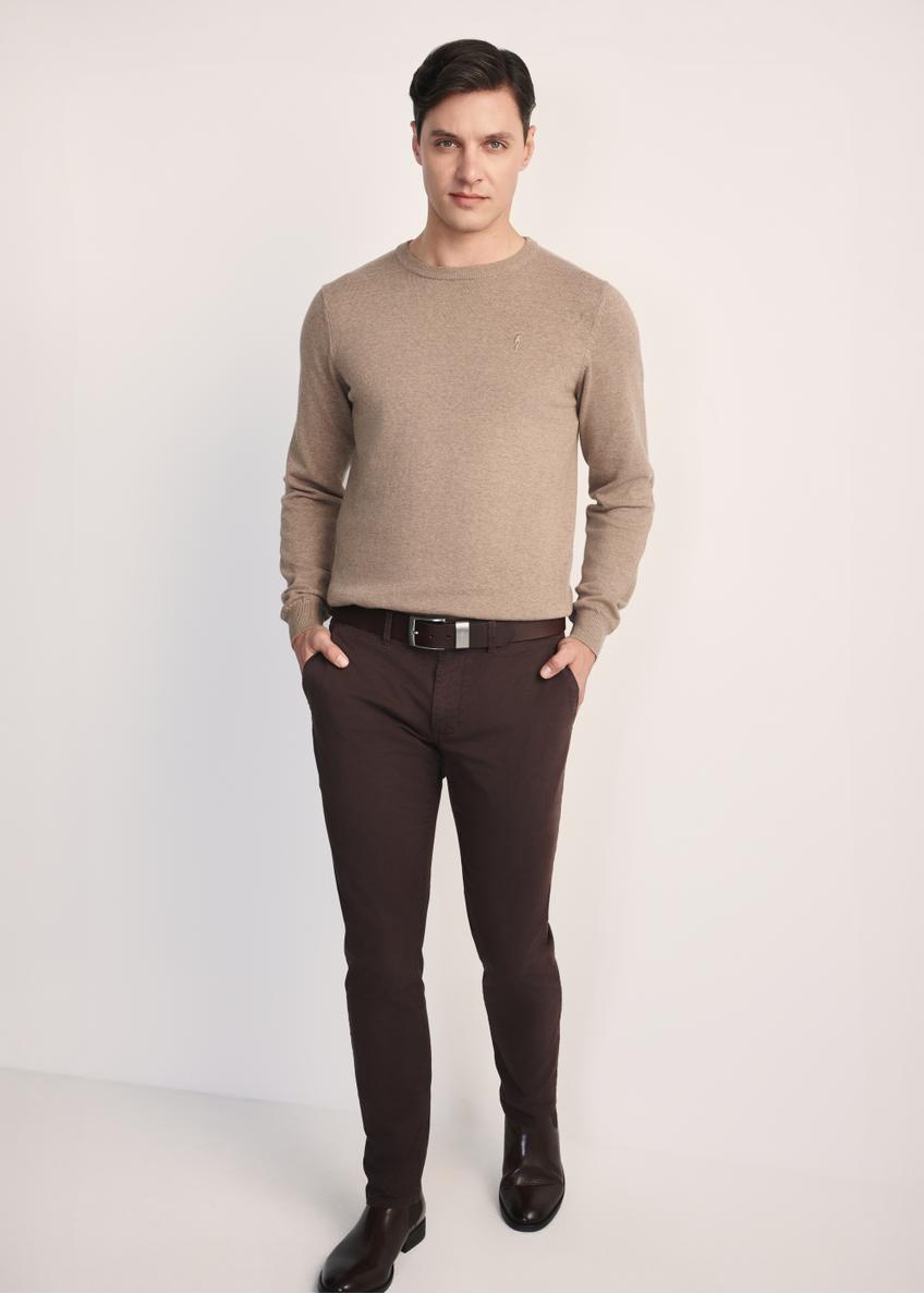 Camelowy bawełniany sweter męski SWEMT-0114A-24(Z25)