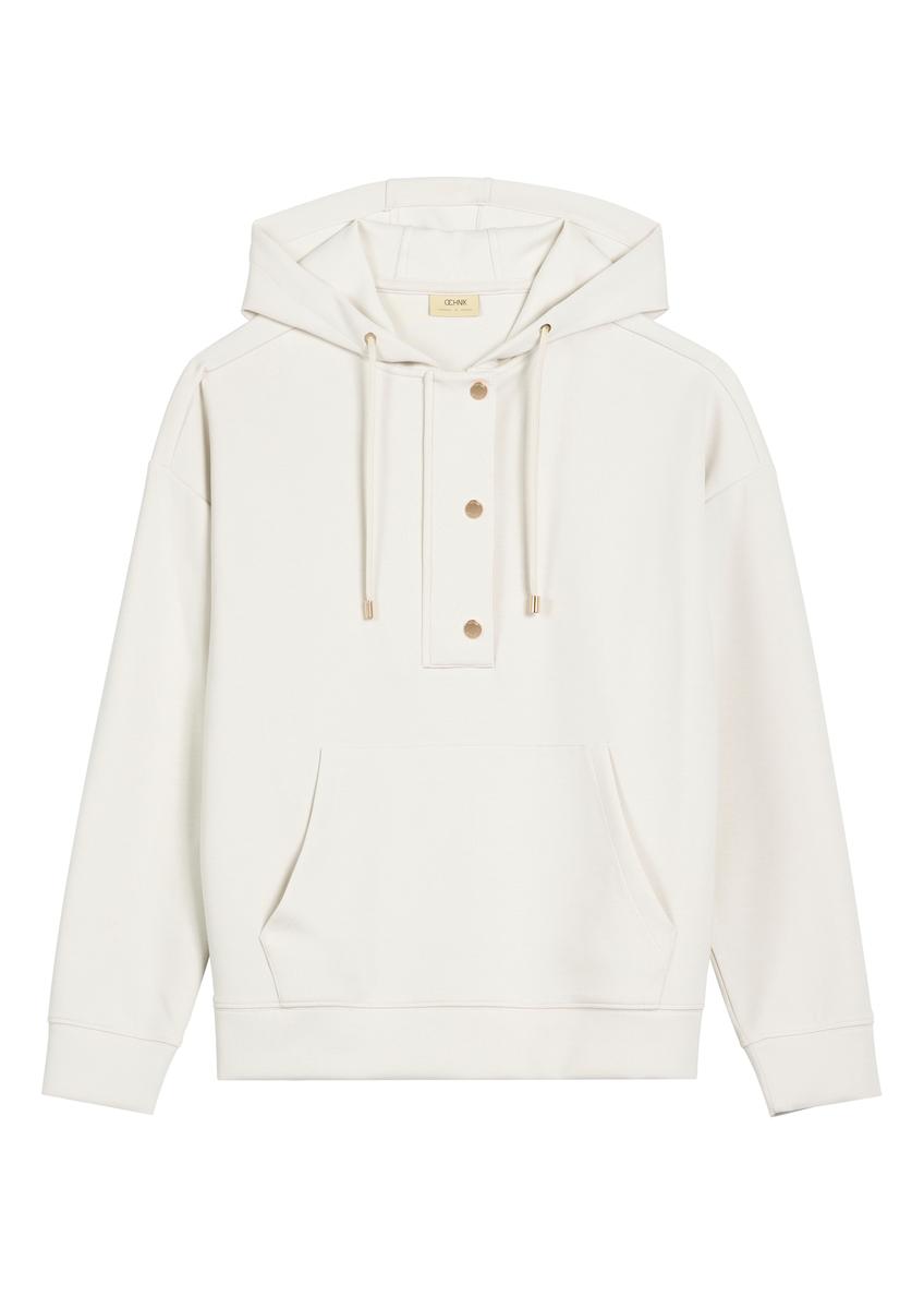 Jasnobeżowa bluza damska z kapturem BLZDT-0111A-1A(W26)