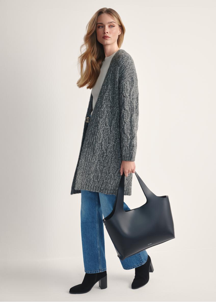 Czarna duża skórzana torebka shopper TORES-1140-99(Z25)