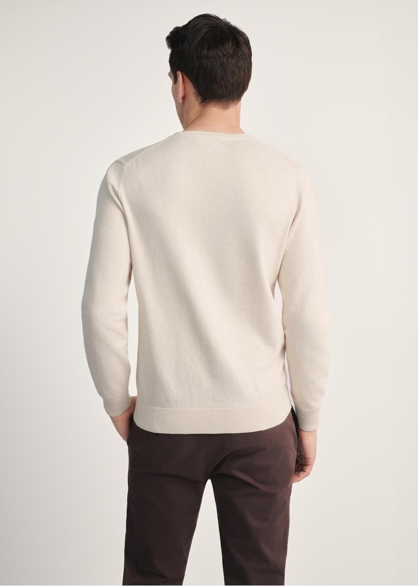 Beżowy sweter męski z logo SWEMT-0159A-80(Z25)