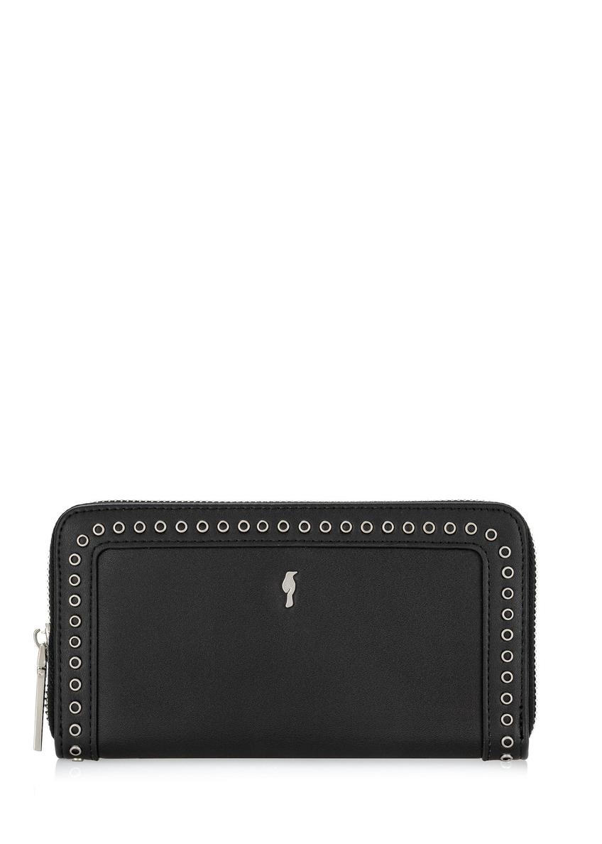 Czarny duży portfel damski z nitami POREC-0383-99(W24)