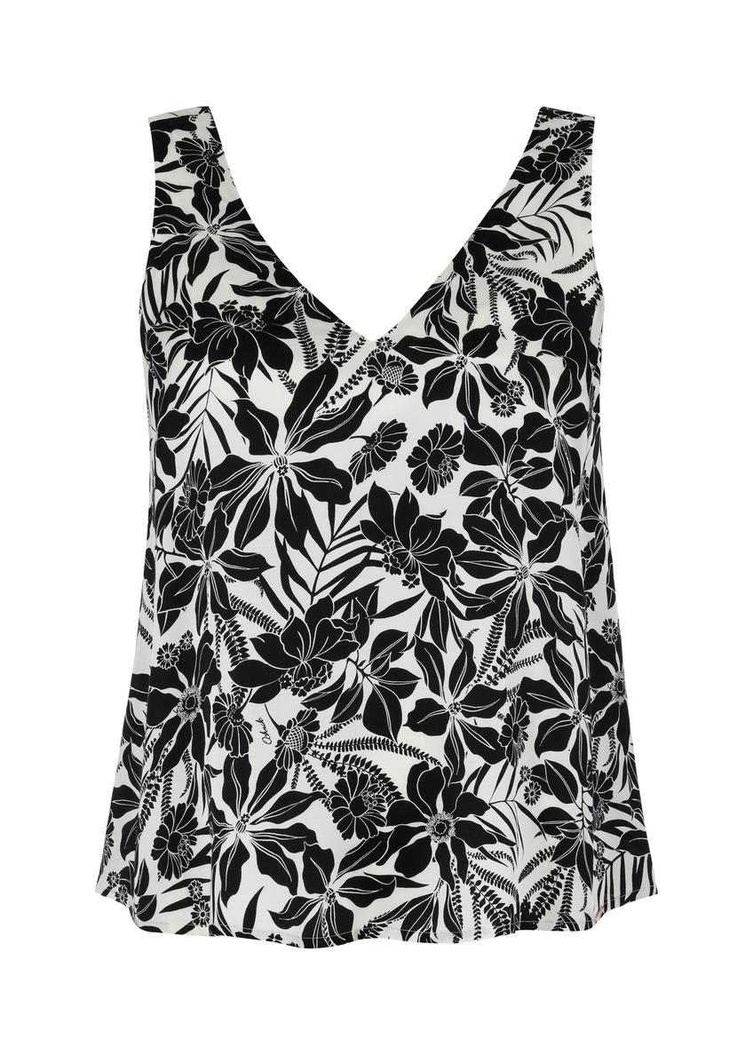 Czarny top damski na grubych ramiączkach BLUDT-0169-12(W24)-03