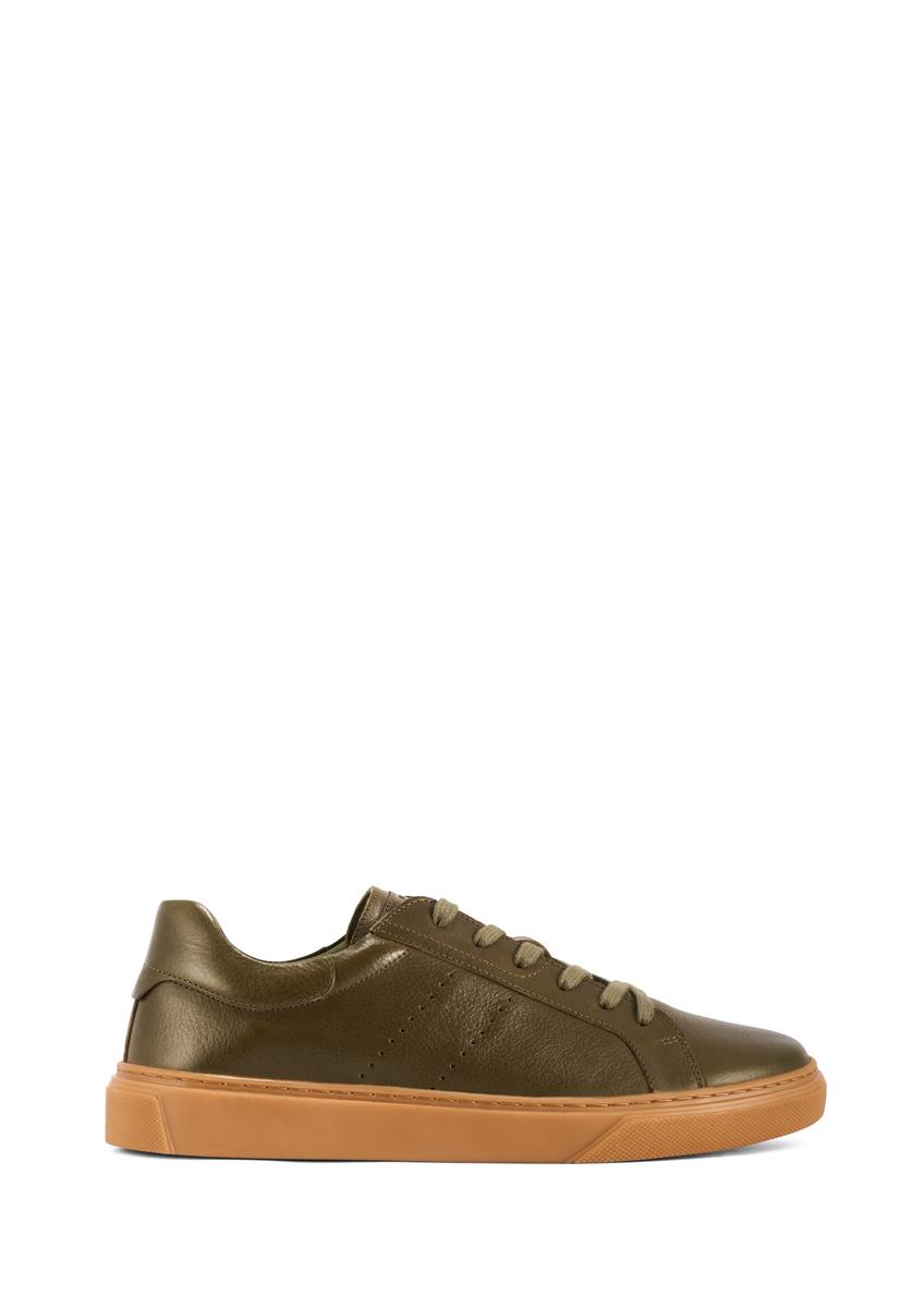 Skórzane sneakersy męskie khaki BUTYM-0486-8D(W26)
