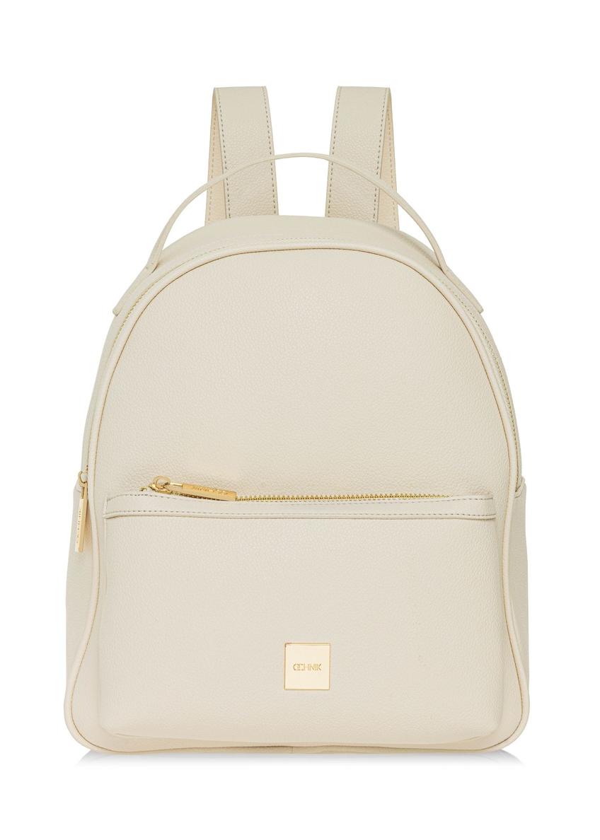 Kremowy damski średni plecak TOREC-0920-0B(W26) - widok produktu z przodu, na białym tle.