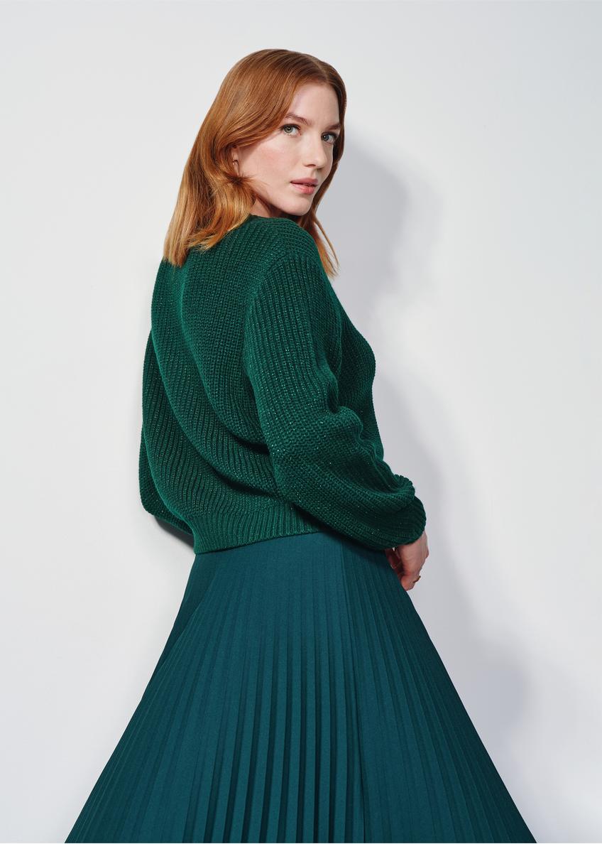 Zielony sweter dekolt V damski SWEDT-0162-54(Z24)