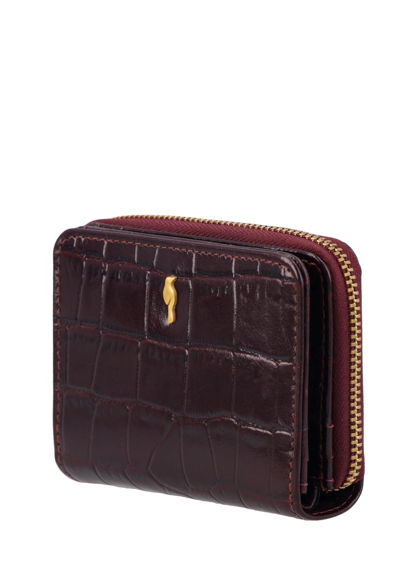Bordowy portfel damski croco PORES-0888B-4D(Z26)