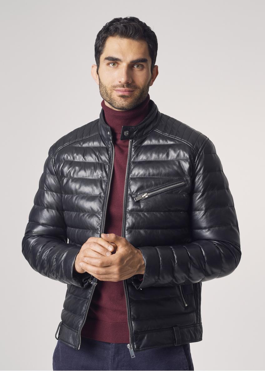 Men's quilted leather down jacket KURMS-0249-5480(Z24)-01