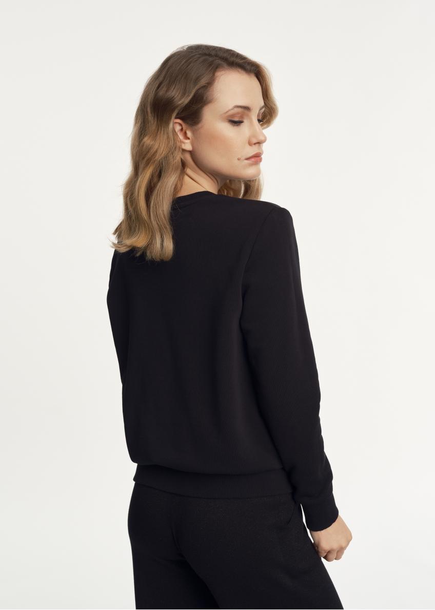 Czarna bluza damska  z printem BLZDT-0090-99(Z23)